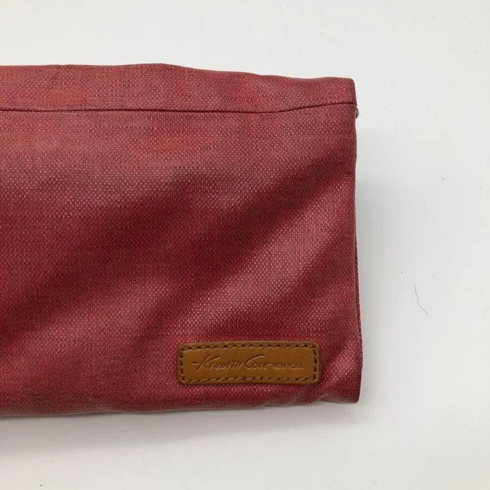 Kenneth Cole Womens Genuine Leather‎ Crossbody Chain Bag Wristlet Red Brick